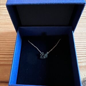 NWT In Box Swarovski Swan pendant, Black, Rose gold-tone plated